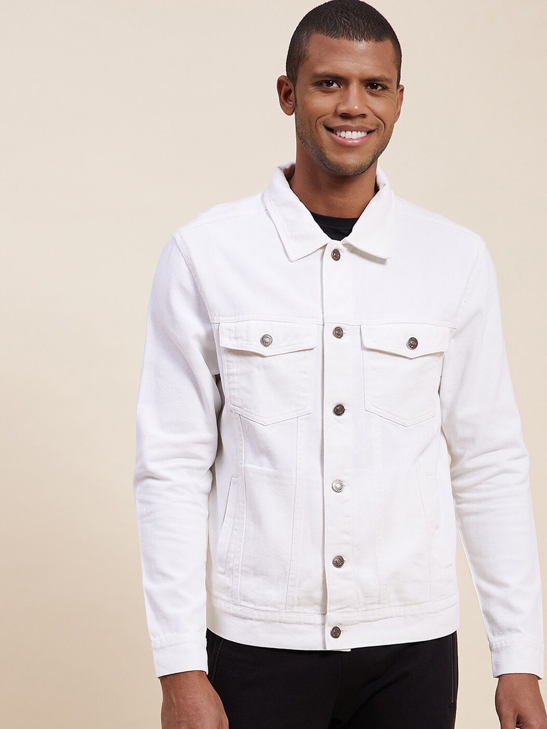 

MASCLN SASSAFRAS Men White Denim Jacket