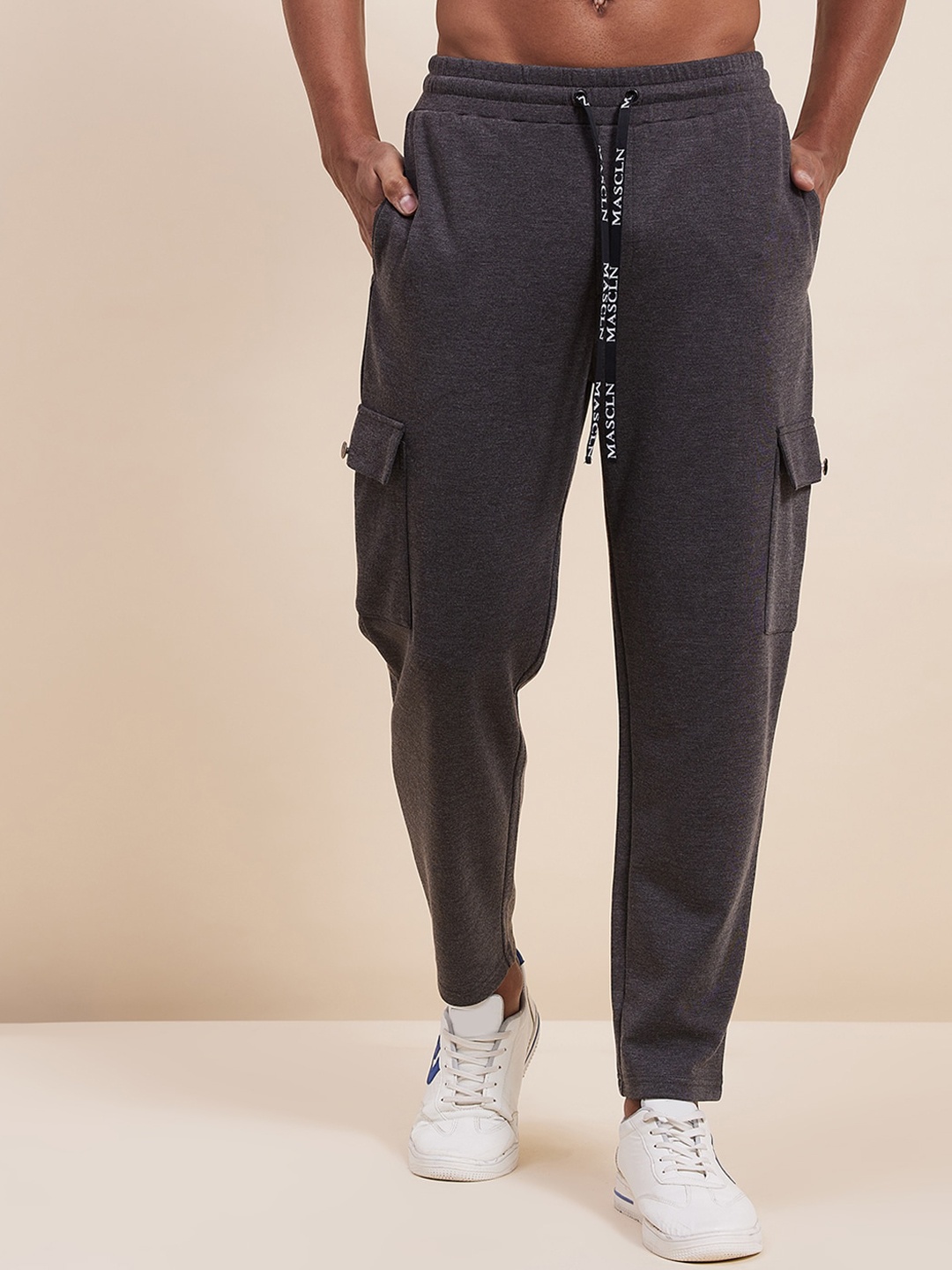 

MASCLN SASSAFRAS Men Grey Solid Relaxed-Fit Track Pants