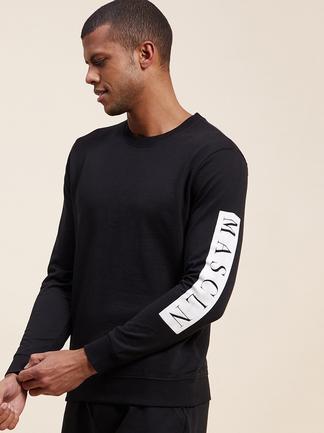 

MASCLN SASSAFRAS Men Black Printed Sweatshirt