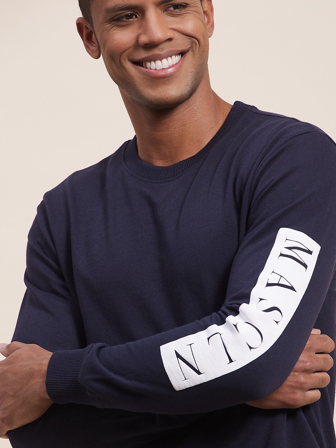

MASCLN SASSAFRAS Men Navy Blue Printed Sweatshirt