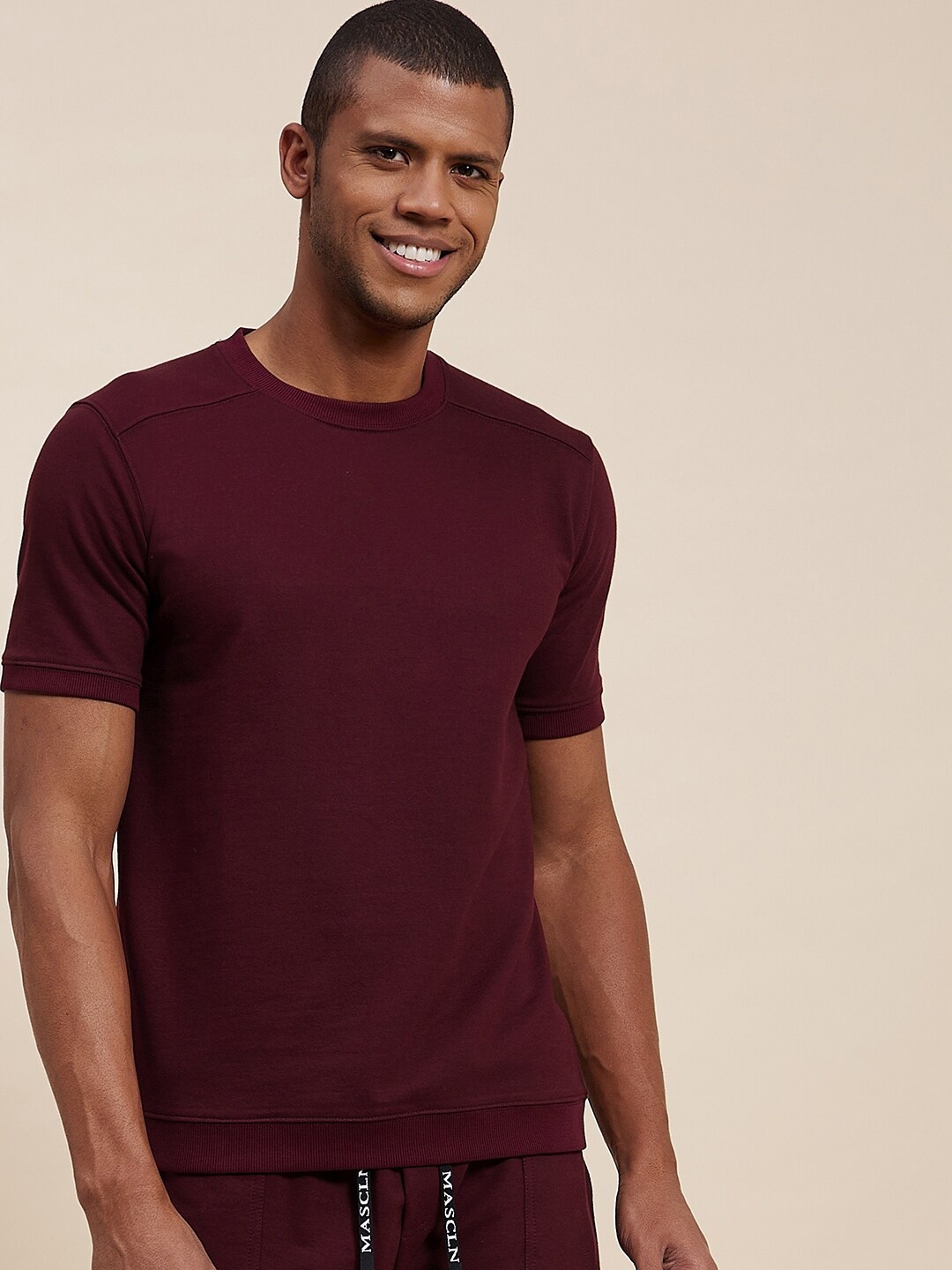 

MASCLN SASSAFRAS Men Maroon Solid Sweatshirt