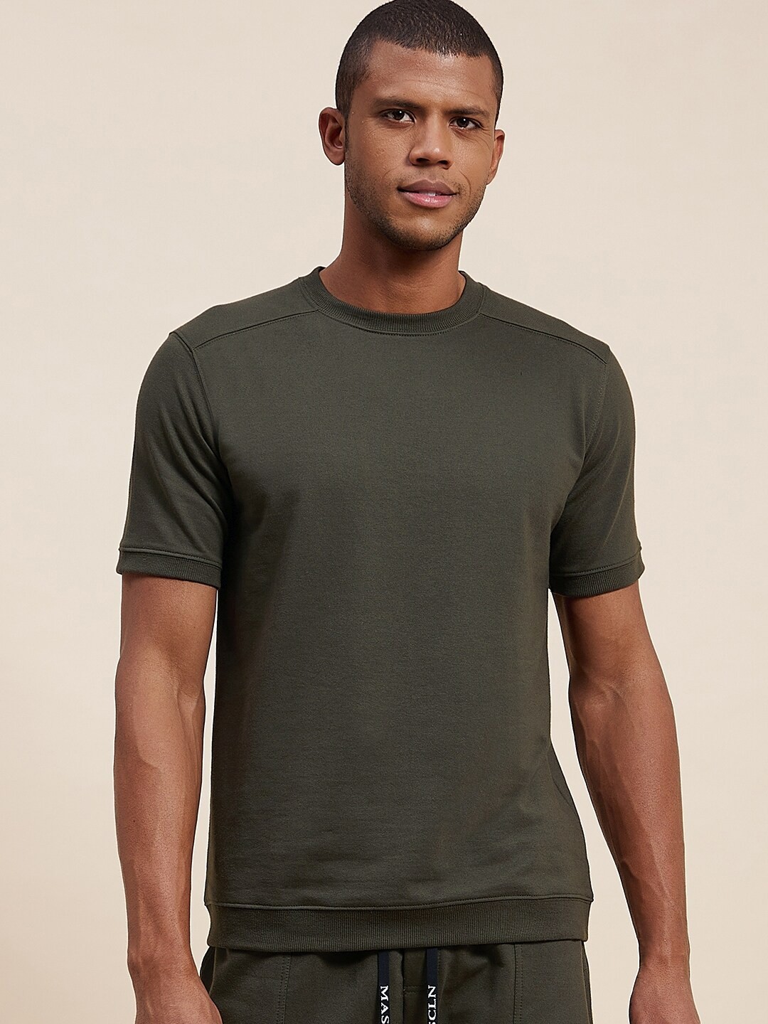 

MASCLN SASSAFRAS Men Olive Green Sweatshirt