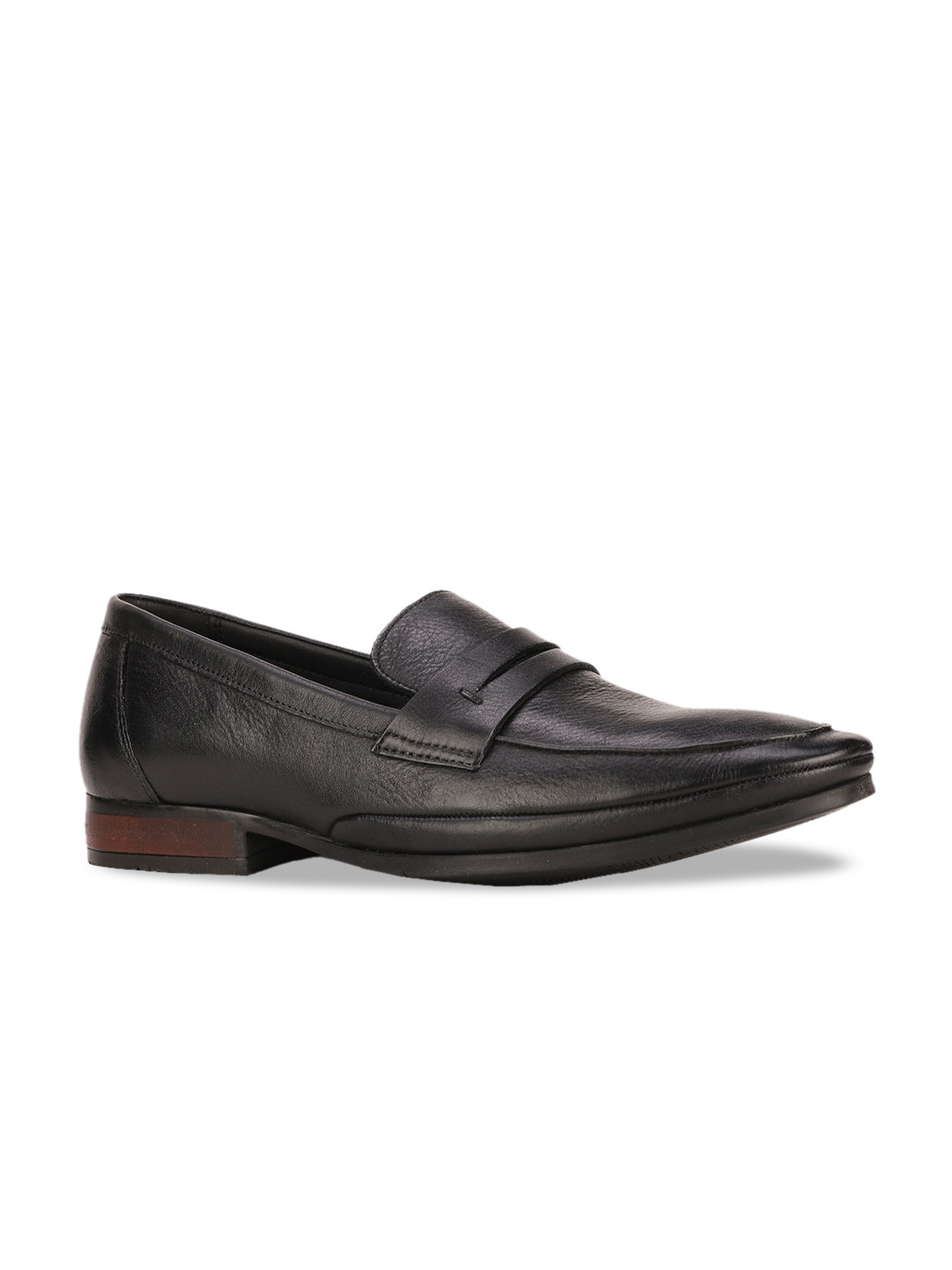 

Hush Puppies Men Black Solid Leather Formal Loafers