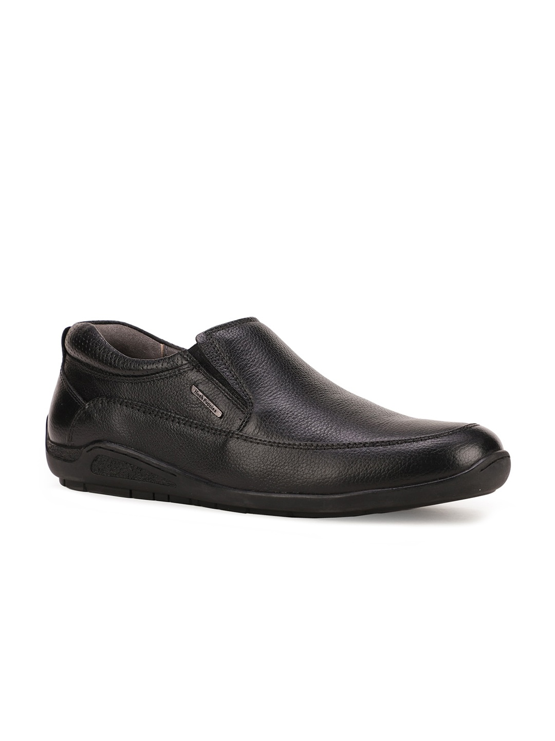 

Hush Puppies Men Black Textured Leather Formal Slip-Ons