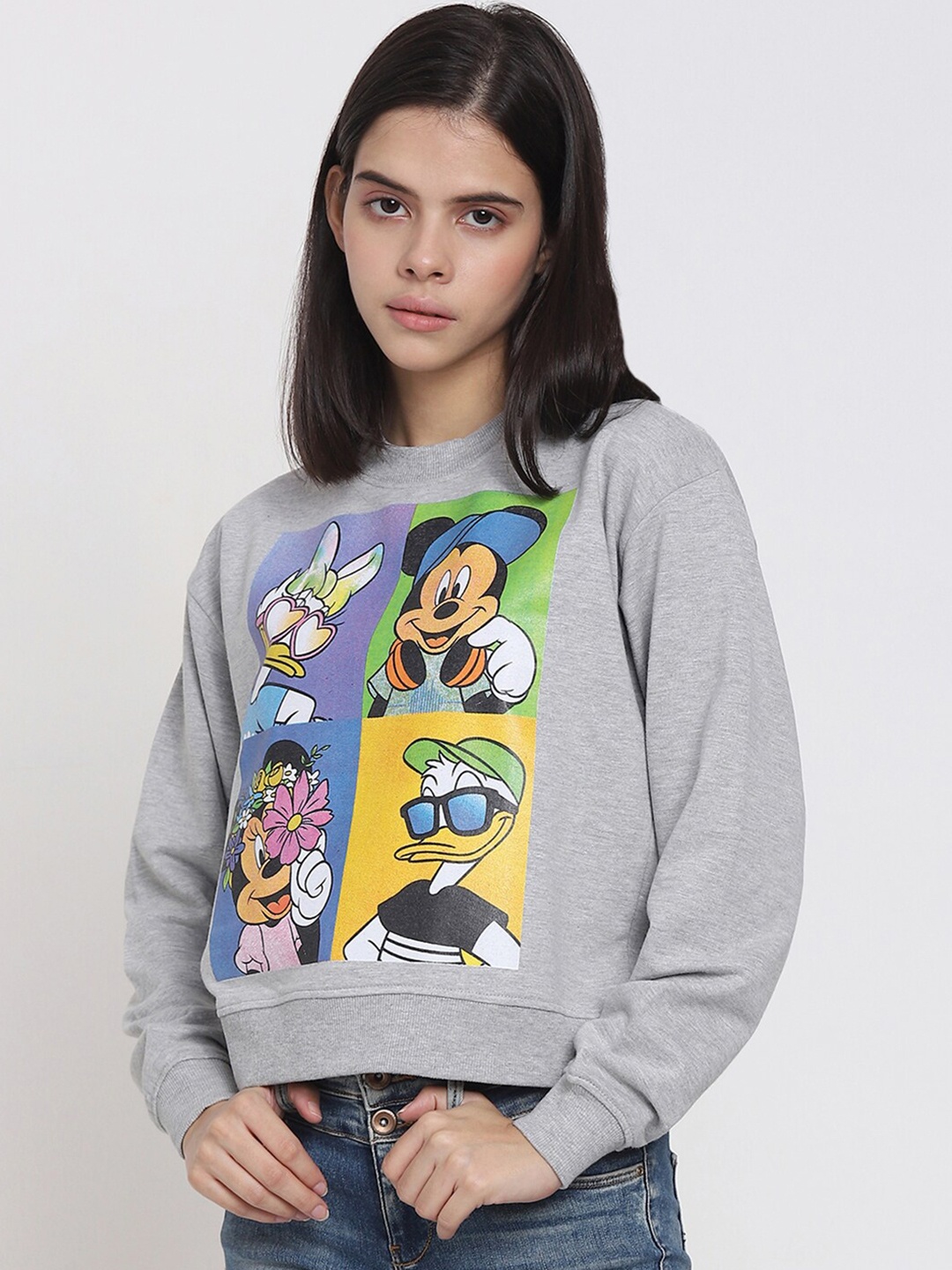 

Bewakoof Women Grey Printed Sweatshirt