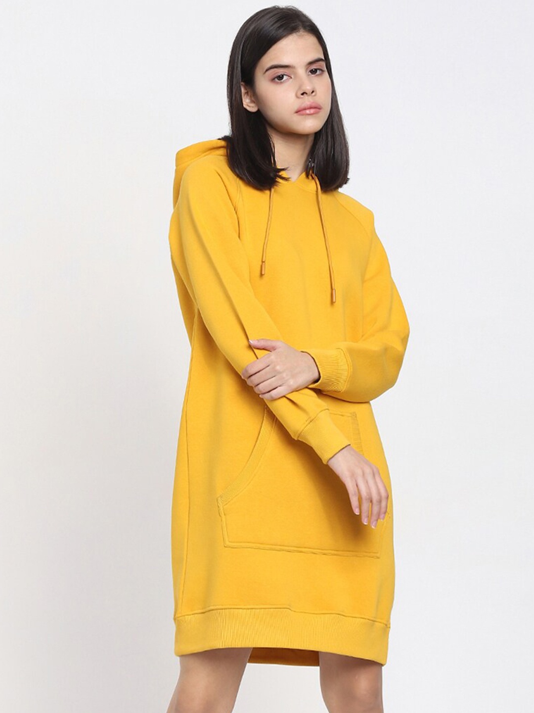 

Bewakoof Women Yellow Hooded Sweatshirt