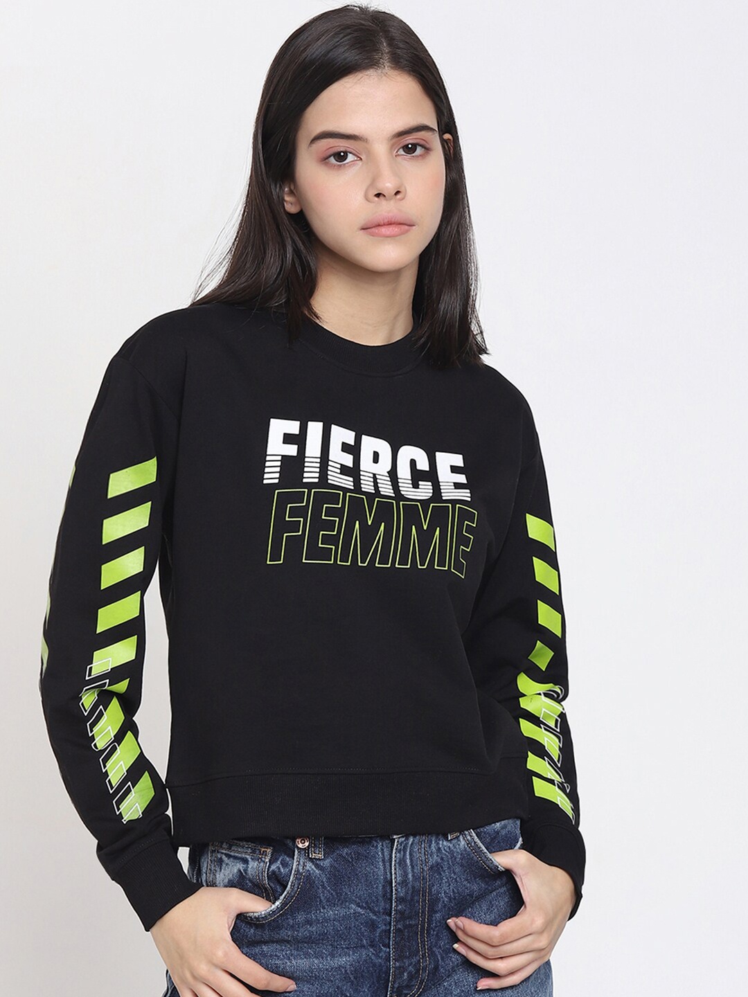 

Bewakoof Women Black Printed Sweatshirt