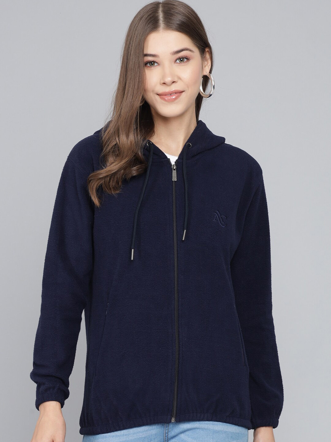 

ANTI CULTURE Women Navy Blue Hooded Sweatshirt