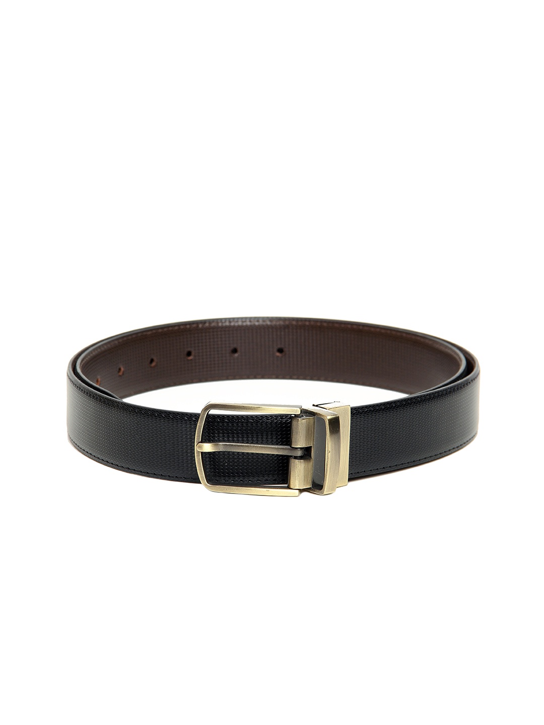 

Calvadoss Men Black & Brown Textured Reversible Belt