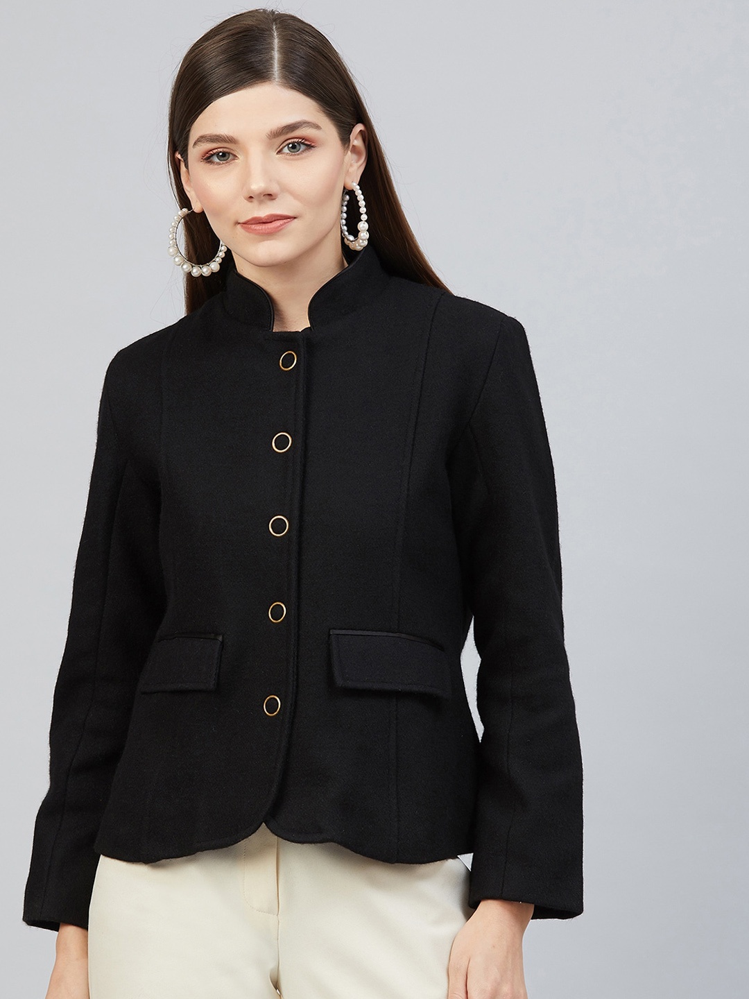 

Carlton London Women Black Wool Tailored Jacket