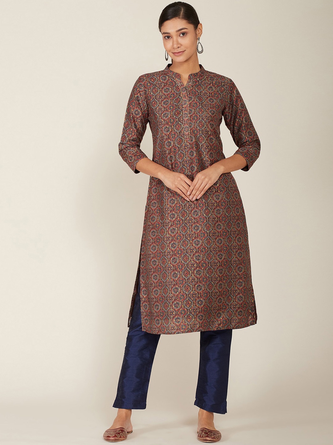 

Soch Women Brown Ethnic Motifs Printed Kurta