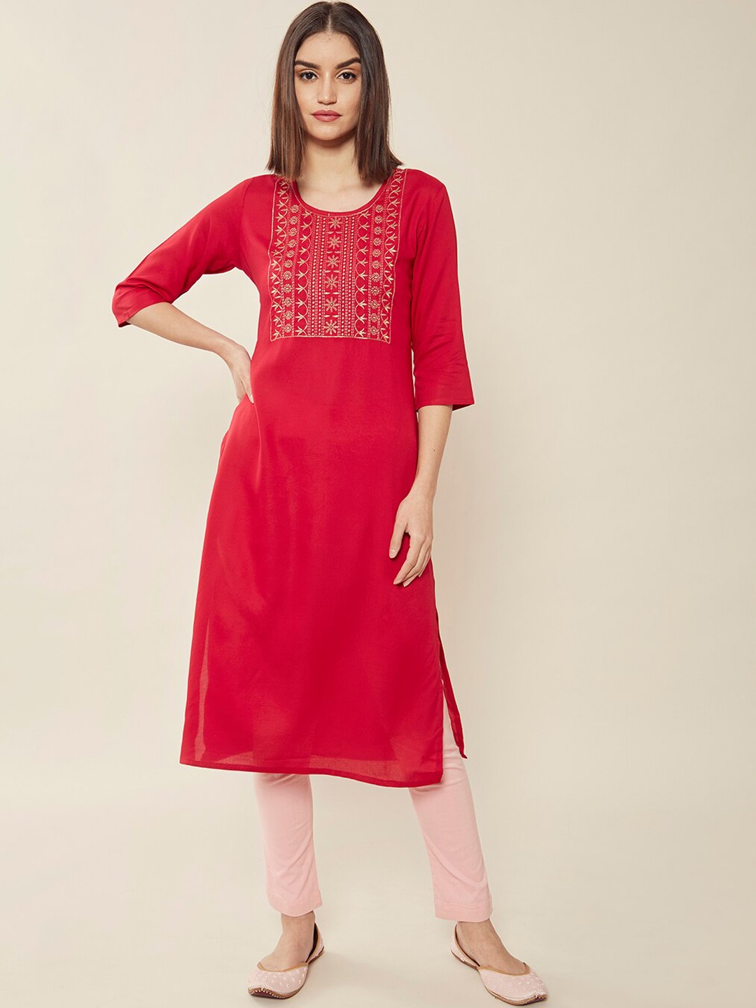 

Soch Women Fuchsia Embroidered Thread Work Anarkali Kurta