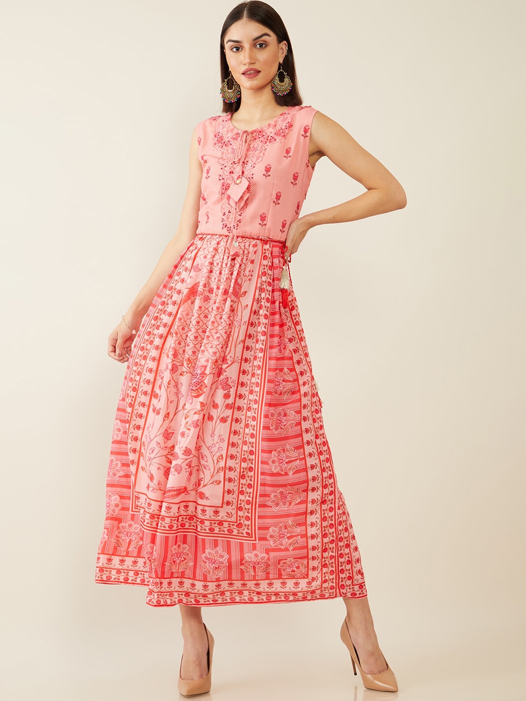 

Soch Women Pink Digital Print Keyhole Neck Anarkali Kurta