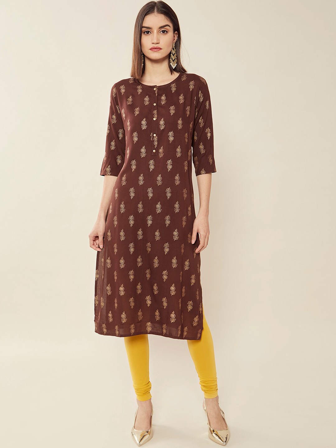 

Soch Women Brown Floral Kurta