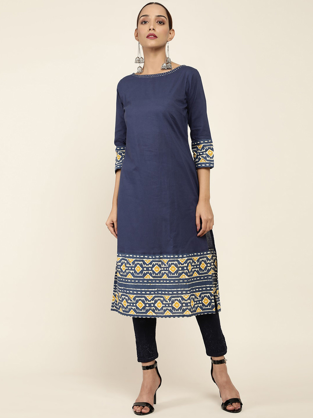 

Soch Women Blue Ethnic Motifs Printed Kurta