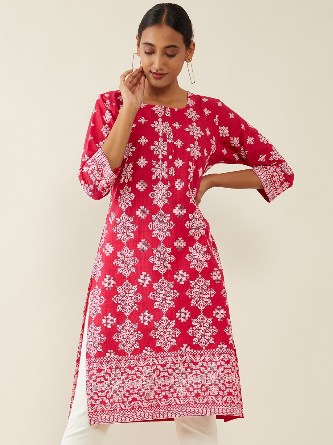 

Soch Women Pink Printed Kurta