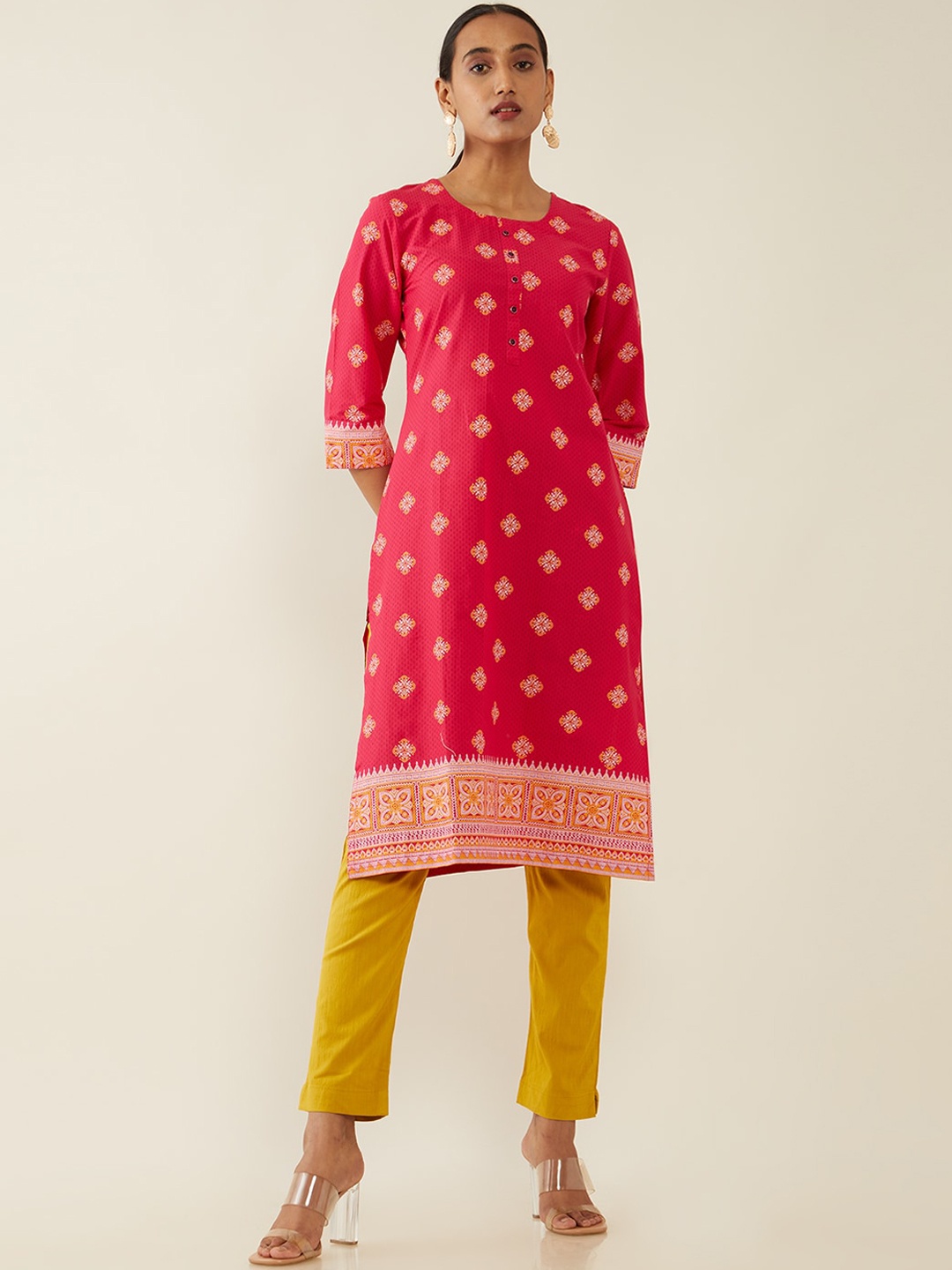 

Soch Women Pink Ethnic Motifs Printed Kurta