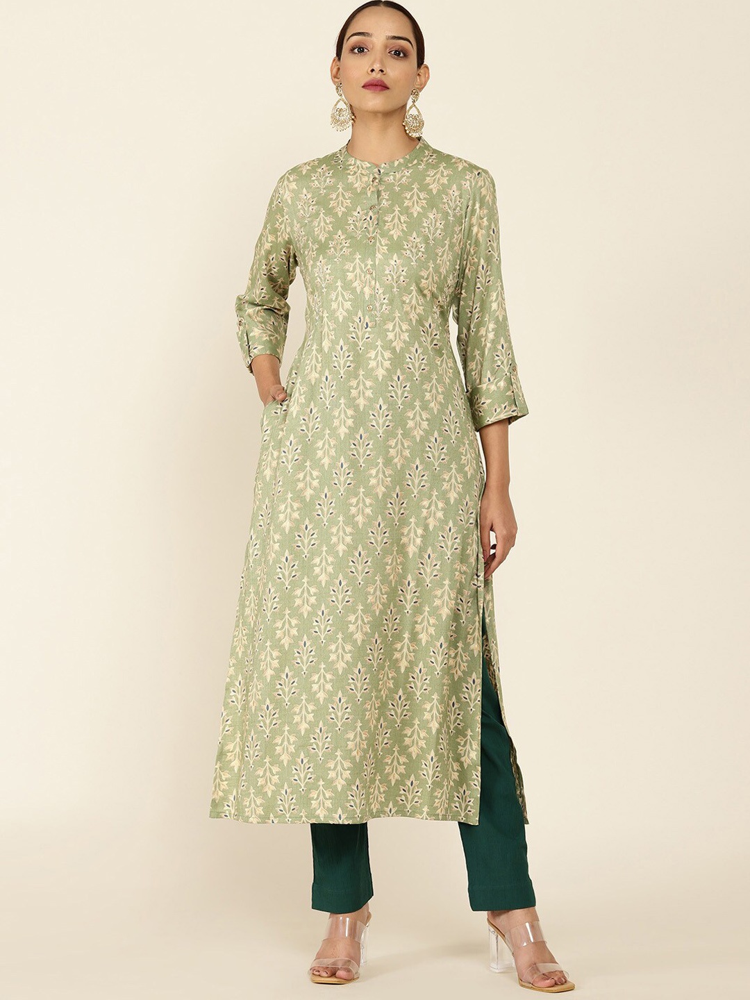 

Soch Women Green Ethnic Motifs Printed Kurta