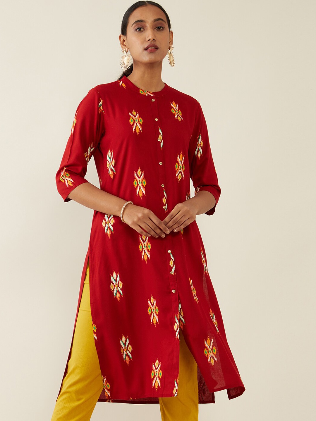 

Soch Women Red Ethnic Motifs Straight Kurta