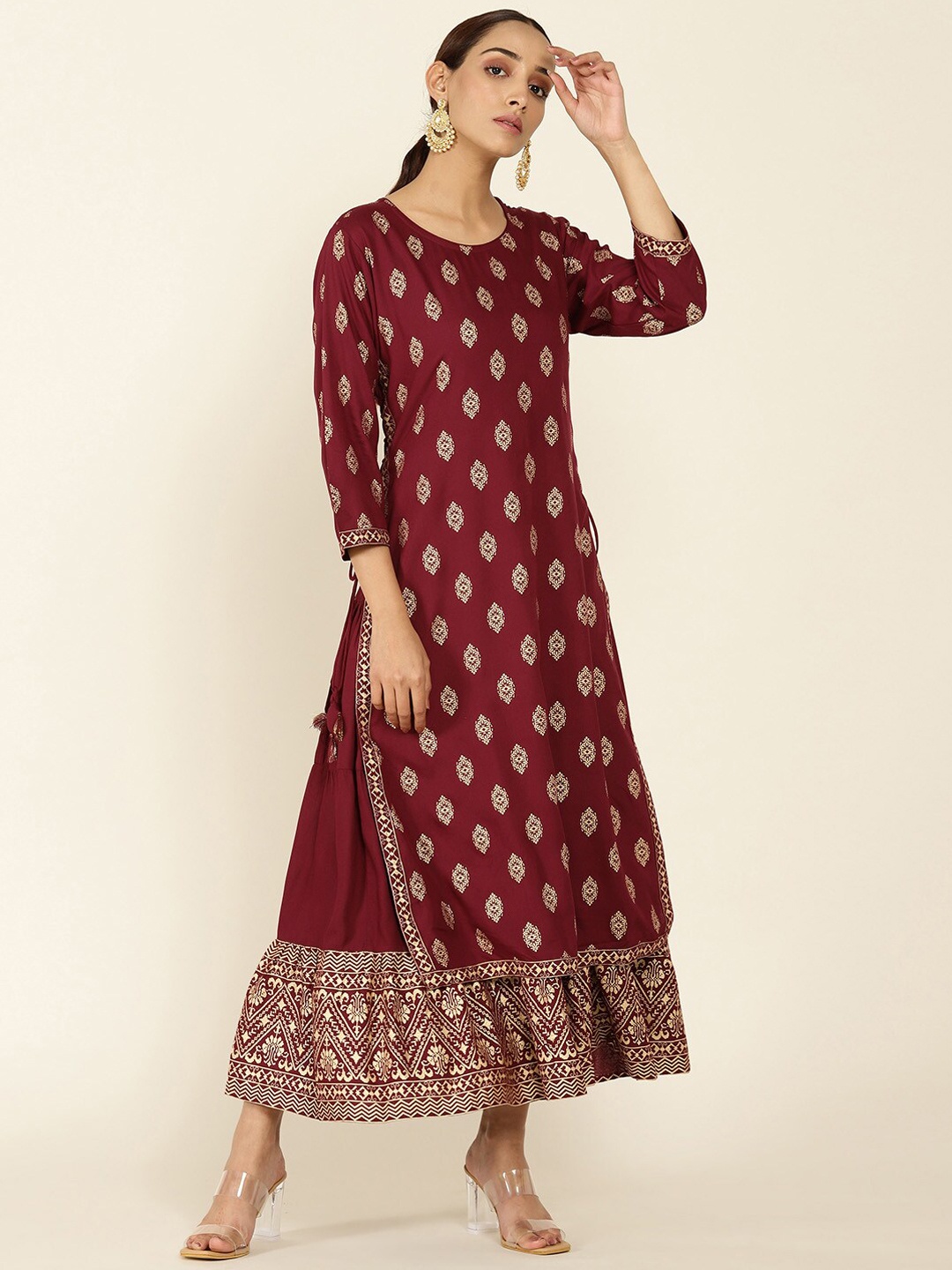 

Soch Women Burgundy Ethnic Motifs Kurta