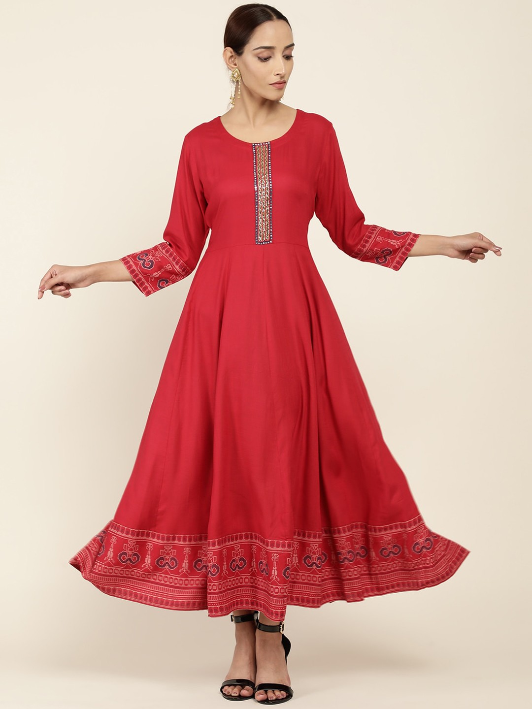 

Soch Women Maroon Embroidered Anarkali Kurta