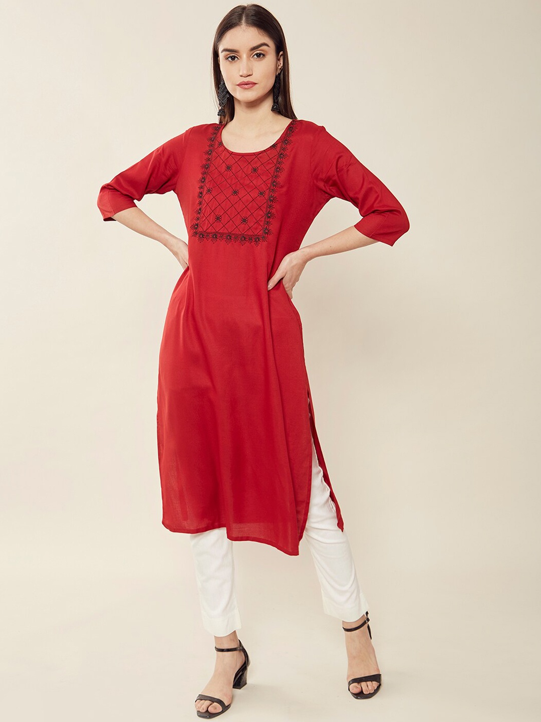 

Soch Women Maroon Straight Kurta