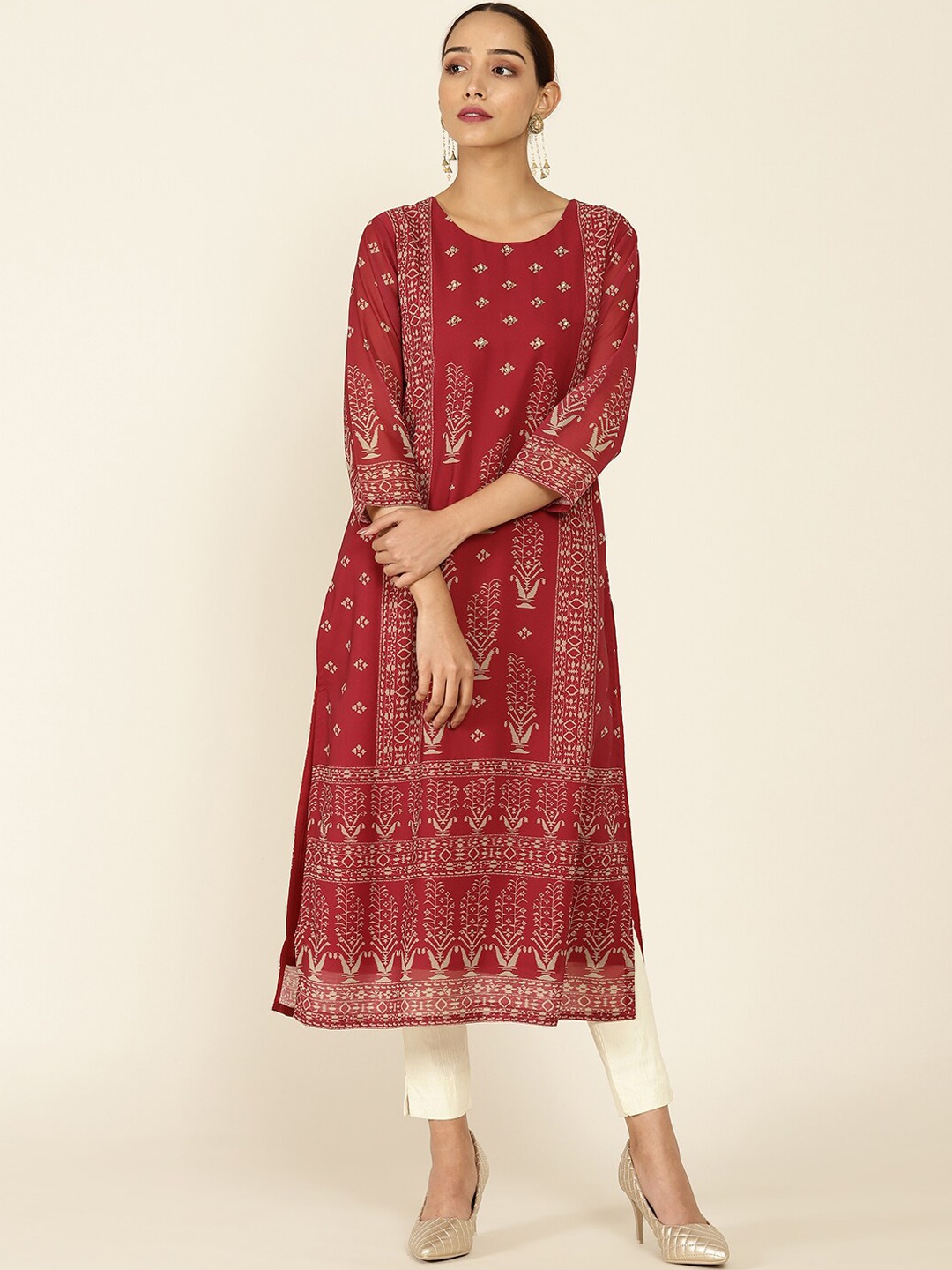 

Soch Women Maroon Georgette Kurta