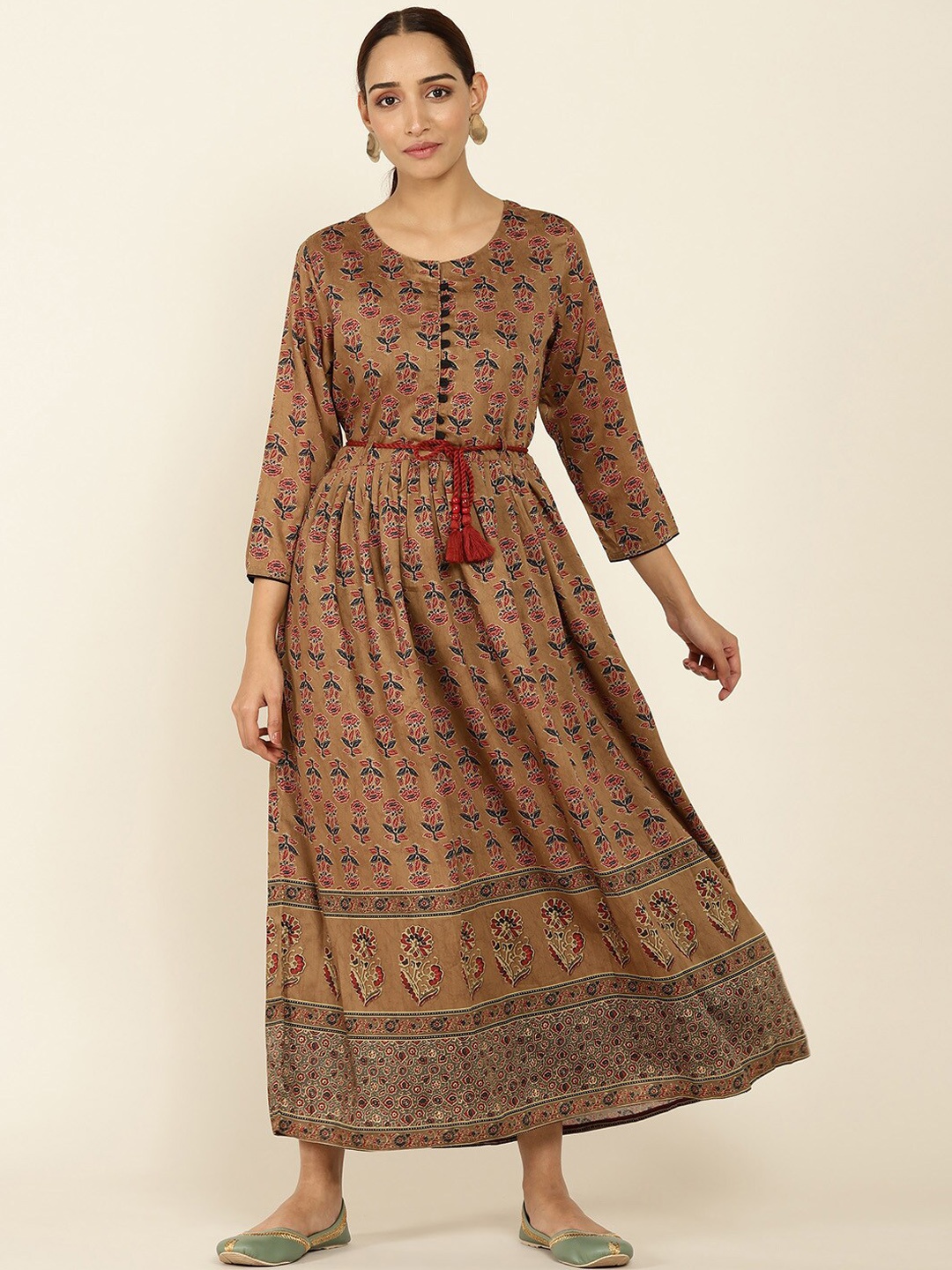 

Soch Women Brown Floral Printed A-Line Kurta