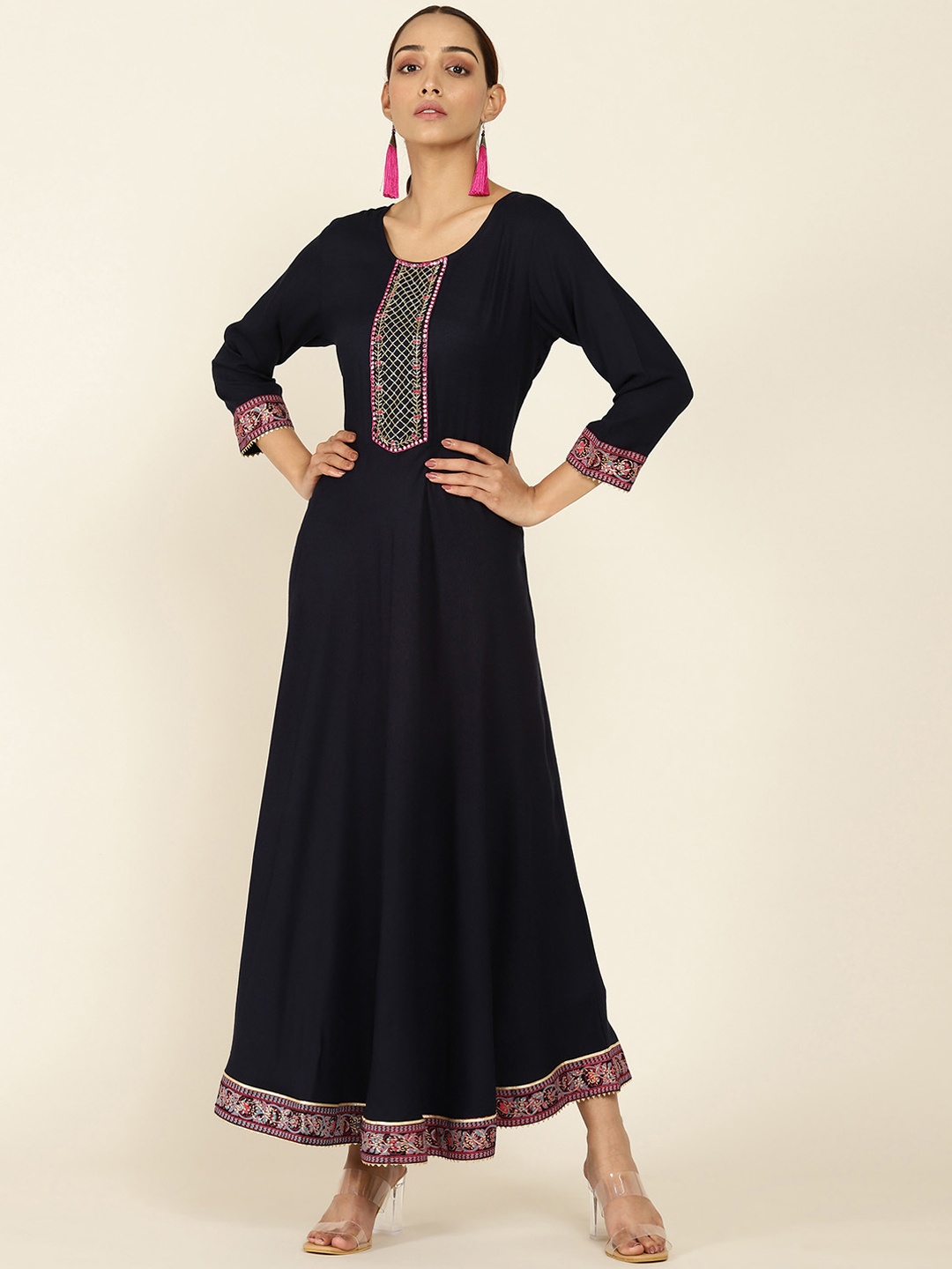 

Soch Women Navy Blue Anarkali Kurta