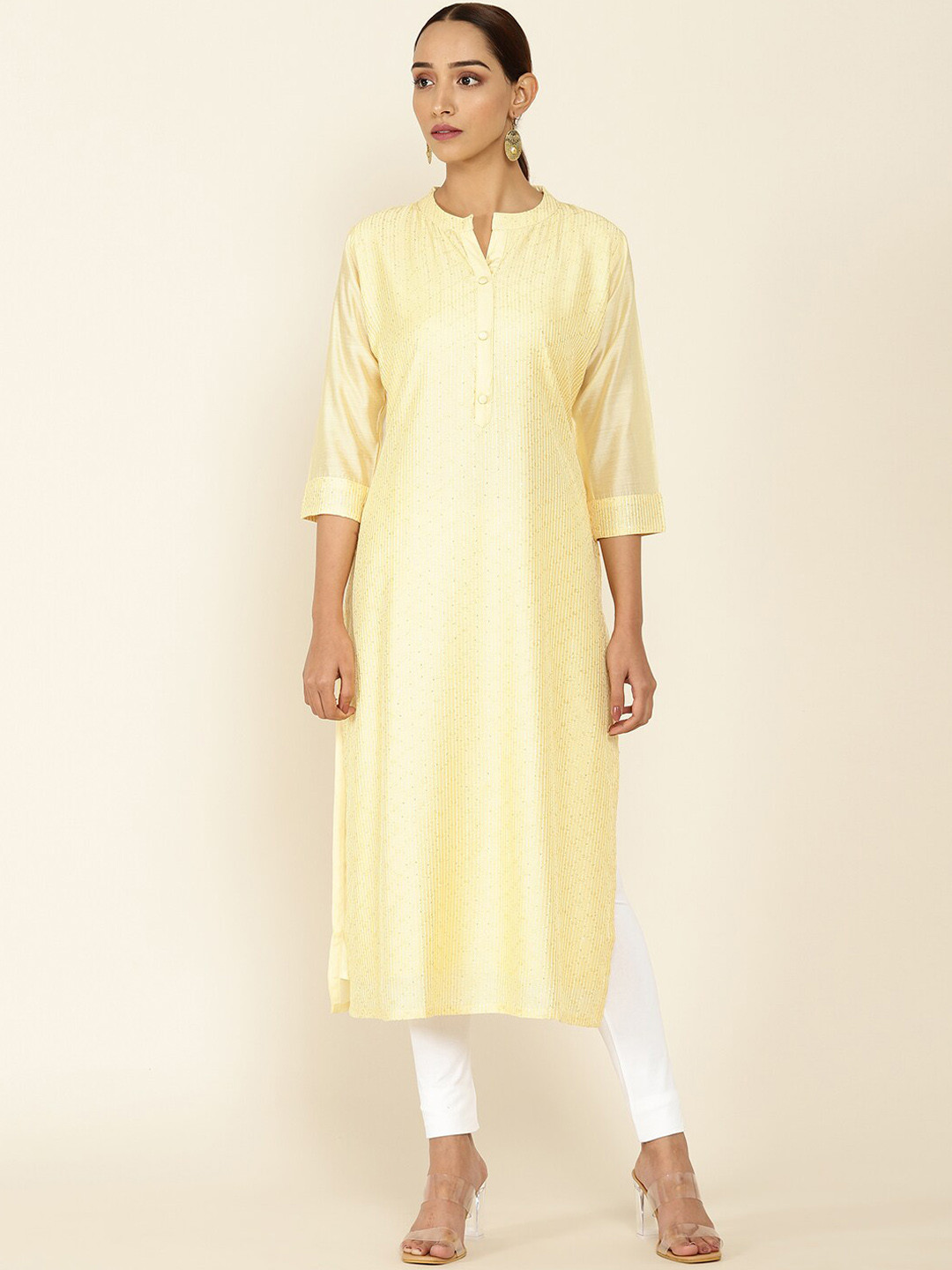 

Soch Women Yellow Chanderi Silk Kurta
