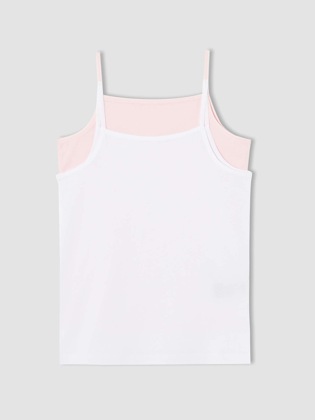

DeFacto Girls Pack of 2 Pink & White Solid Cotton Camisoles