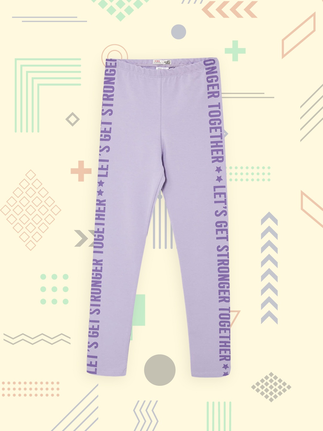 

DeFacto Girls Lavender Typography Print Ankle-Length Leggings