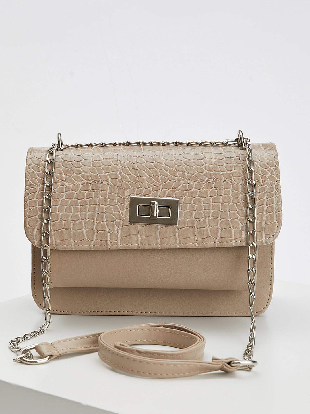 

DeFacto Beige Crocs Textured Structured Sling Bag