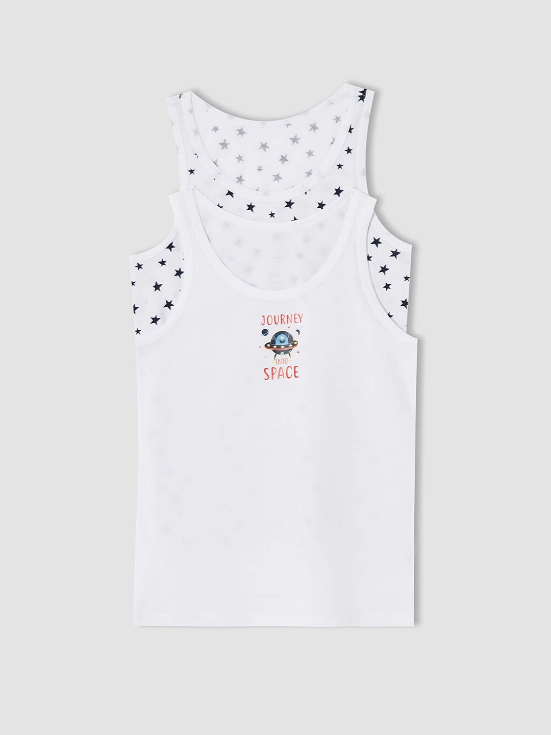

DeFacto Boys Pack Of 2 Multicoloured Pure Cotton Vests, White