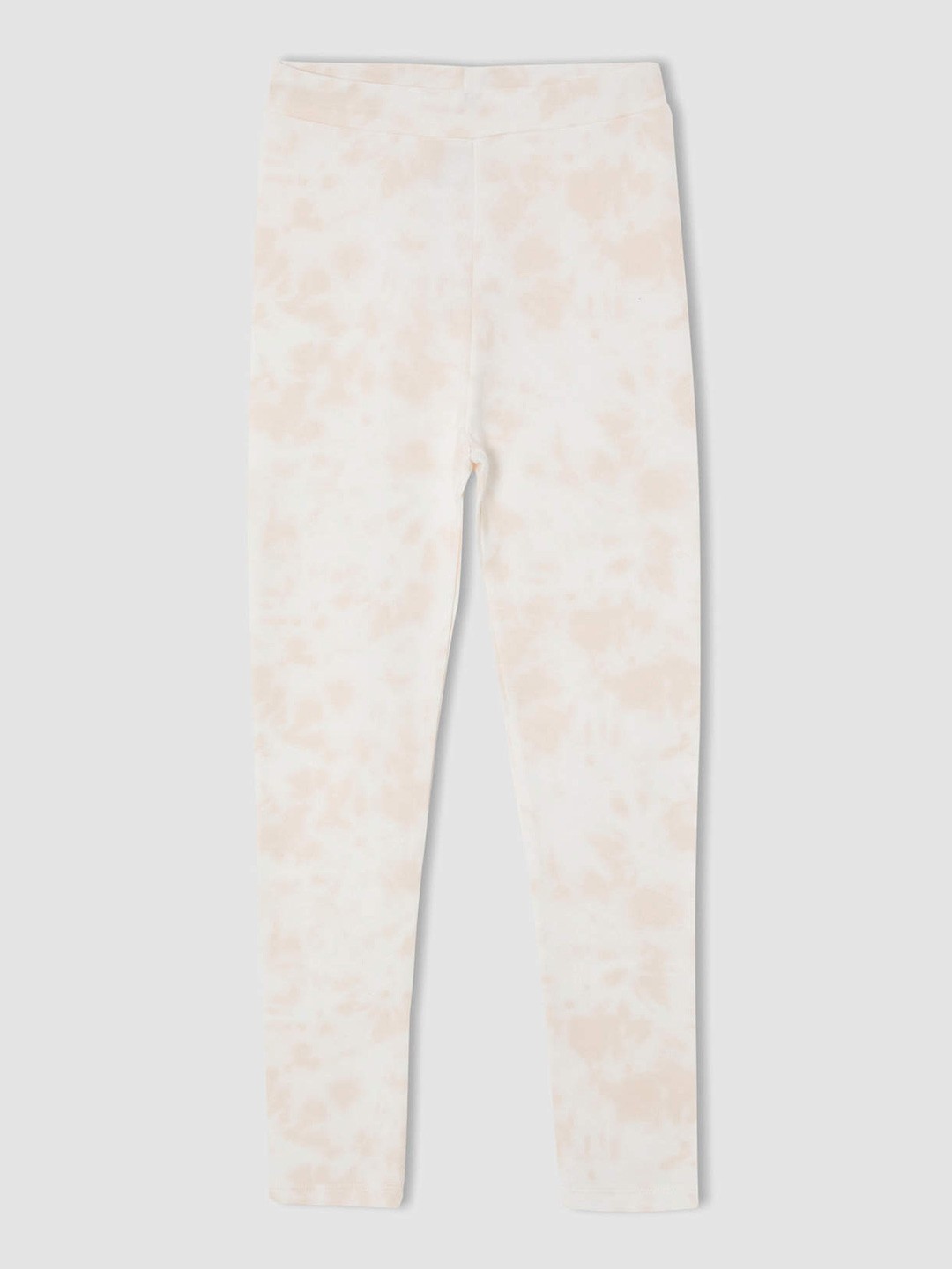 

DeFacto Girls White & Peach-Coloured Printed Leggings