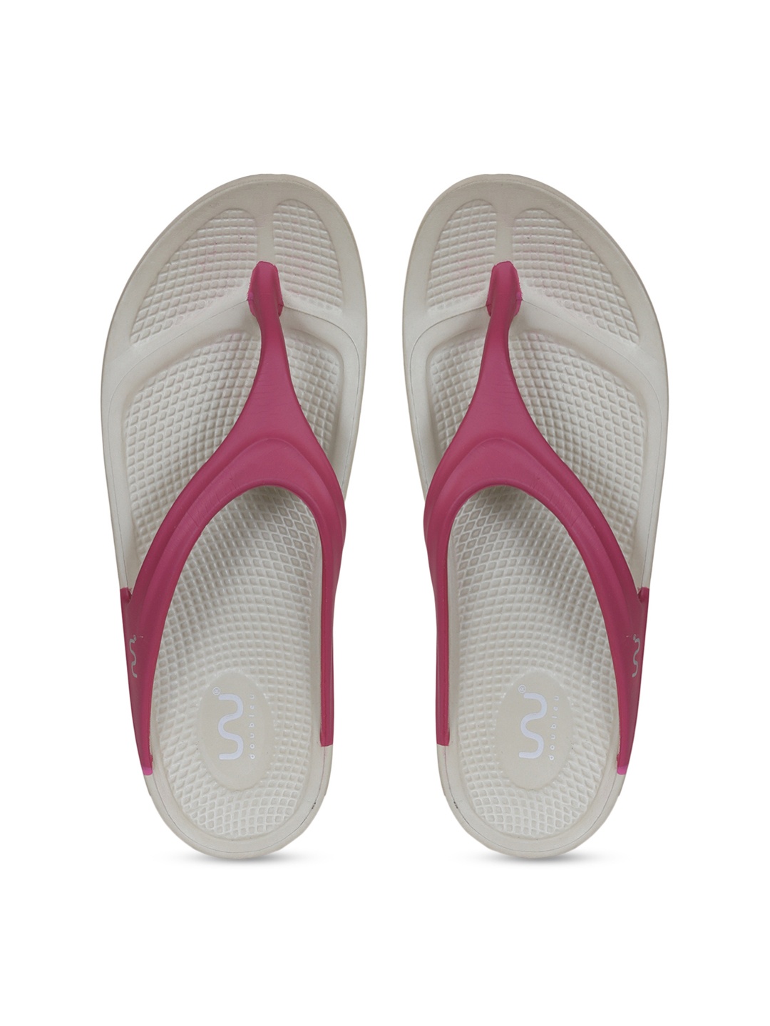 

Doubleu Women Beige & Pink Rubber Thong Flip-Flops