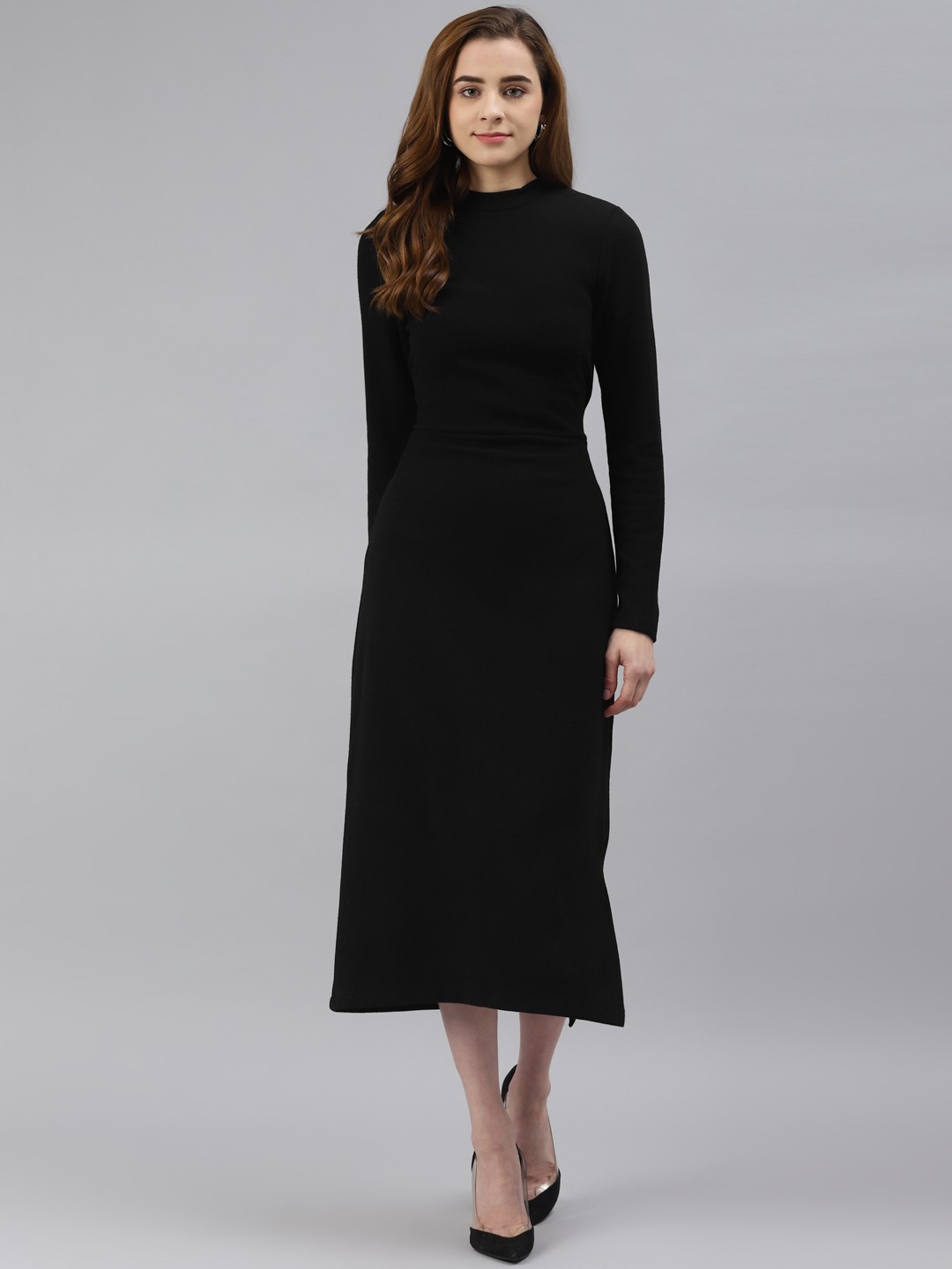 

Marks & Spencer Black Solid High Neck Body Con Dress