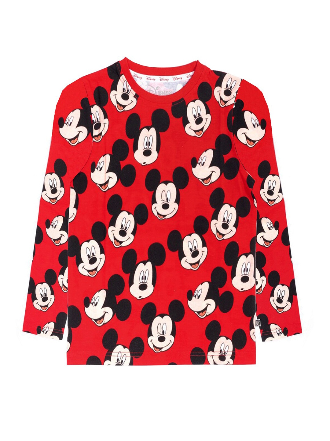

KINSEY Boys Red Mickey Mouse Printed Bio Finish Pockets T-shirt