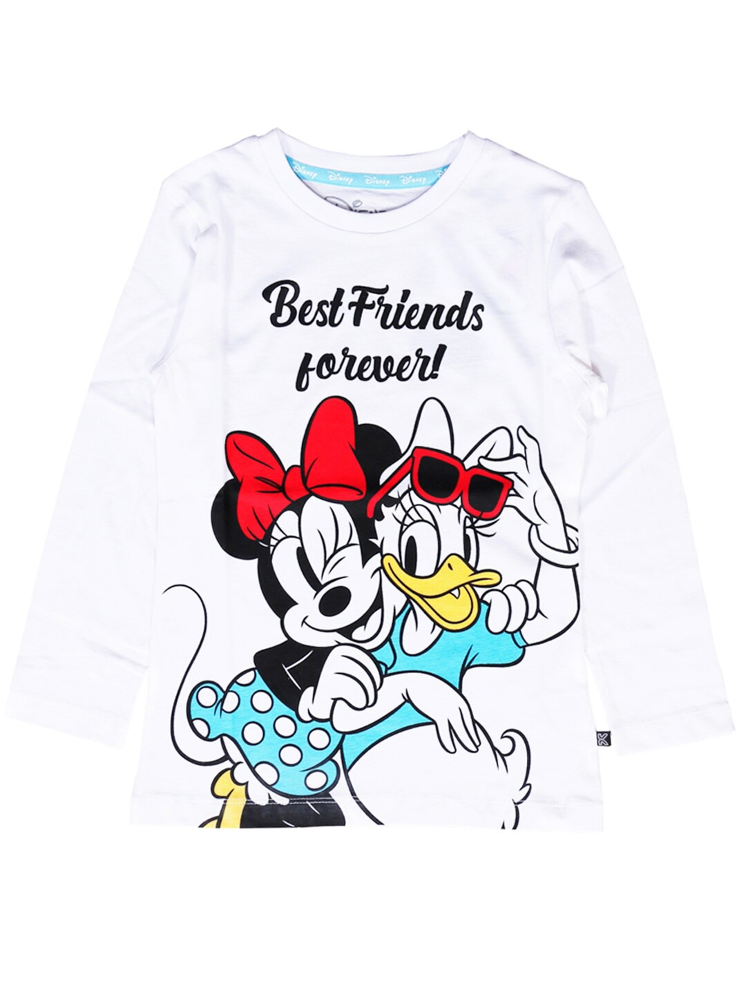 

KINSEY Girls White Minnie & Daisy Printed Bio Finish Raw Edge T-shirt