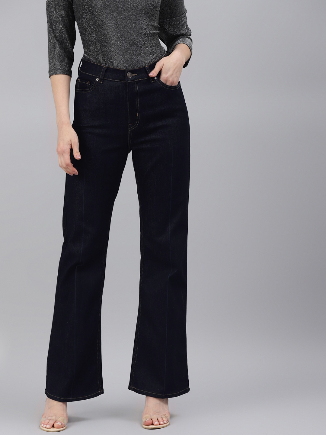 

Marks & Spencer Women Navy Blue Bootcut High-Rise Jeans