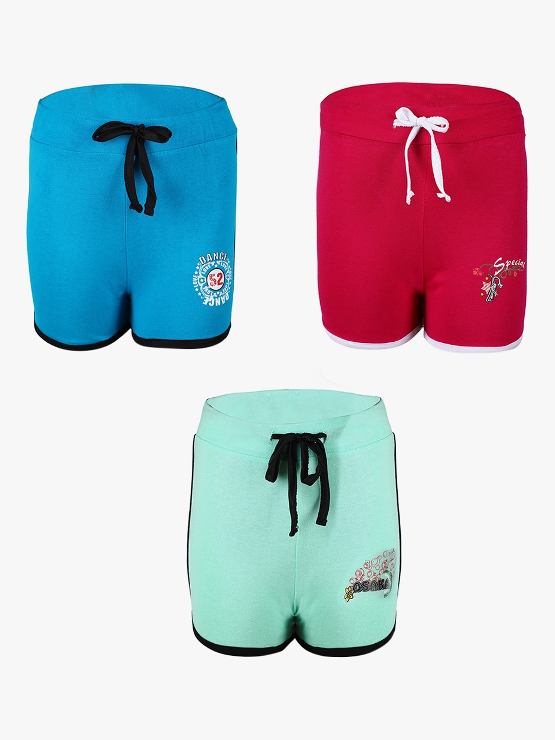 

SAVAGE Girls Multicoloured Pack of 3 Sports Shorts, Multi