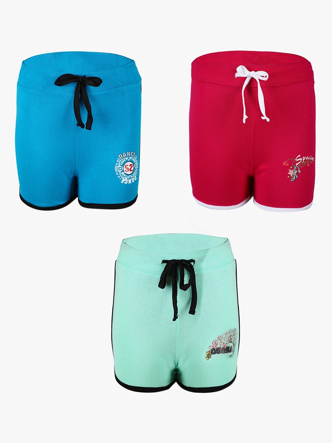 

SAVAGE Girls Multicoloured Pack of 3 Sports Shorts, Multi