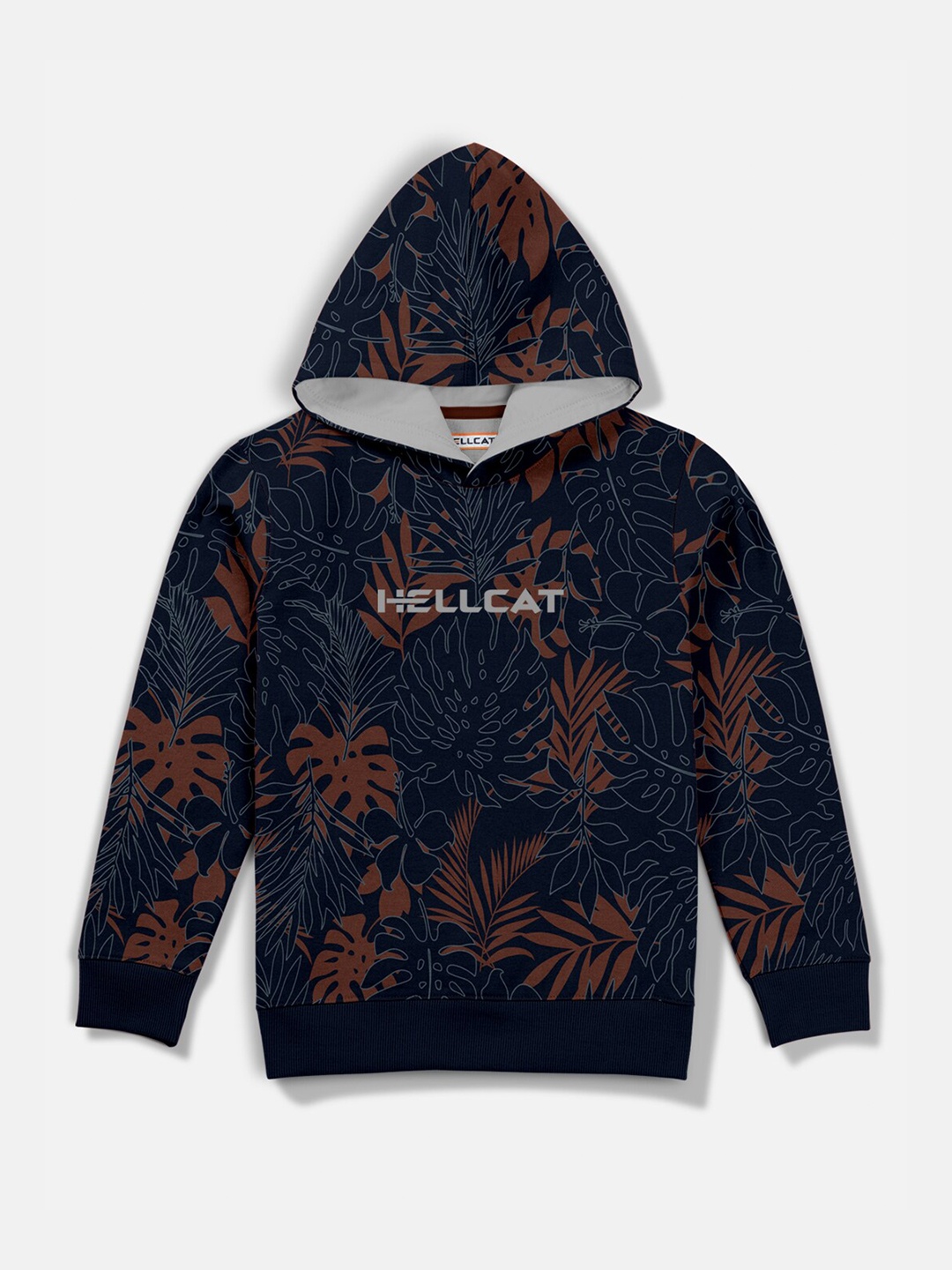 

HELLCAT Boys Navy Blue Printed Hooded Sweatshirt