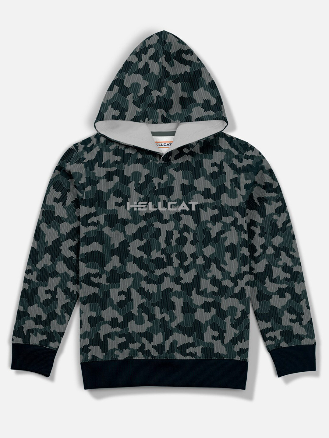 

HELLCAT Boys Green Printed Hooded Sweatshirt