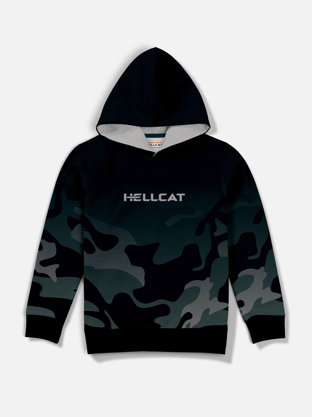 

HELLCAT Boys Navy Blue Printed Hooded Sweatshirt