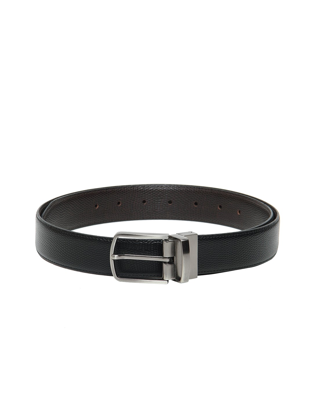 

Calvadoss Men Black Textured Reversible Belt