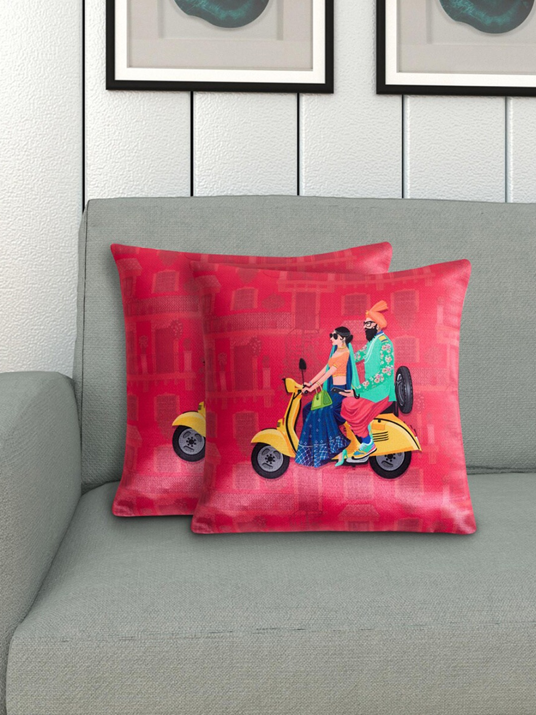

Home Centre Red & Yellow Set of 2 Ethnic Motifs Square Cushion Covers