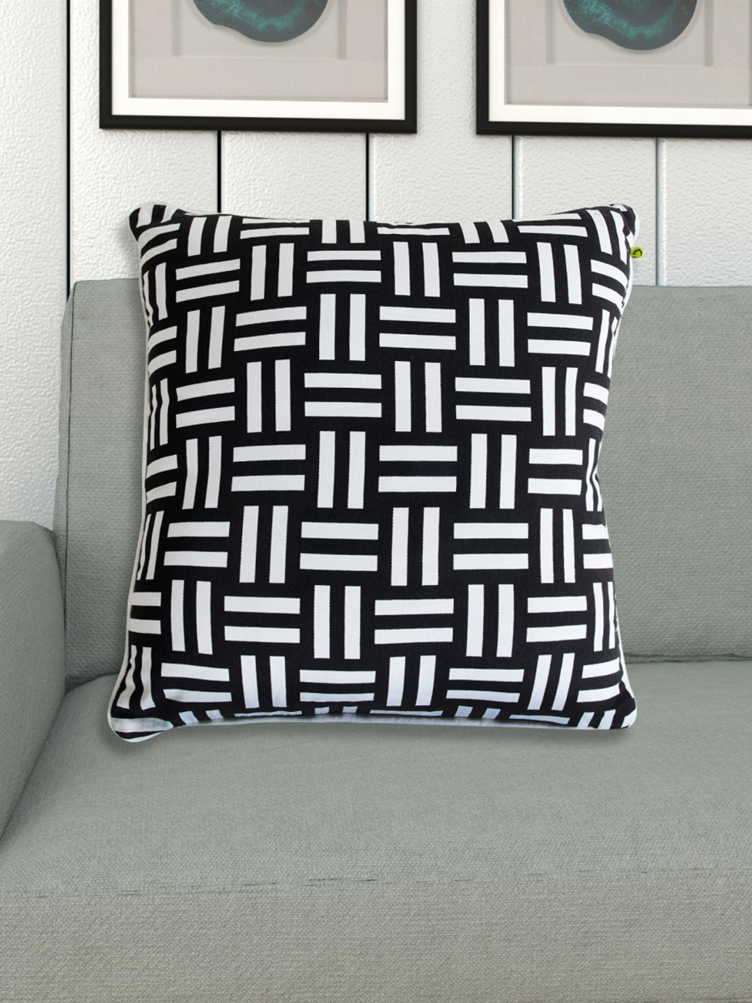 

Home Centre Black & White Printed Filled Cushion