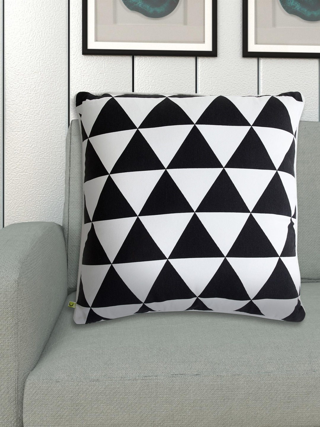 

Home Centre Black & White Printed Cotton Square Cushion