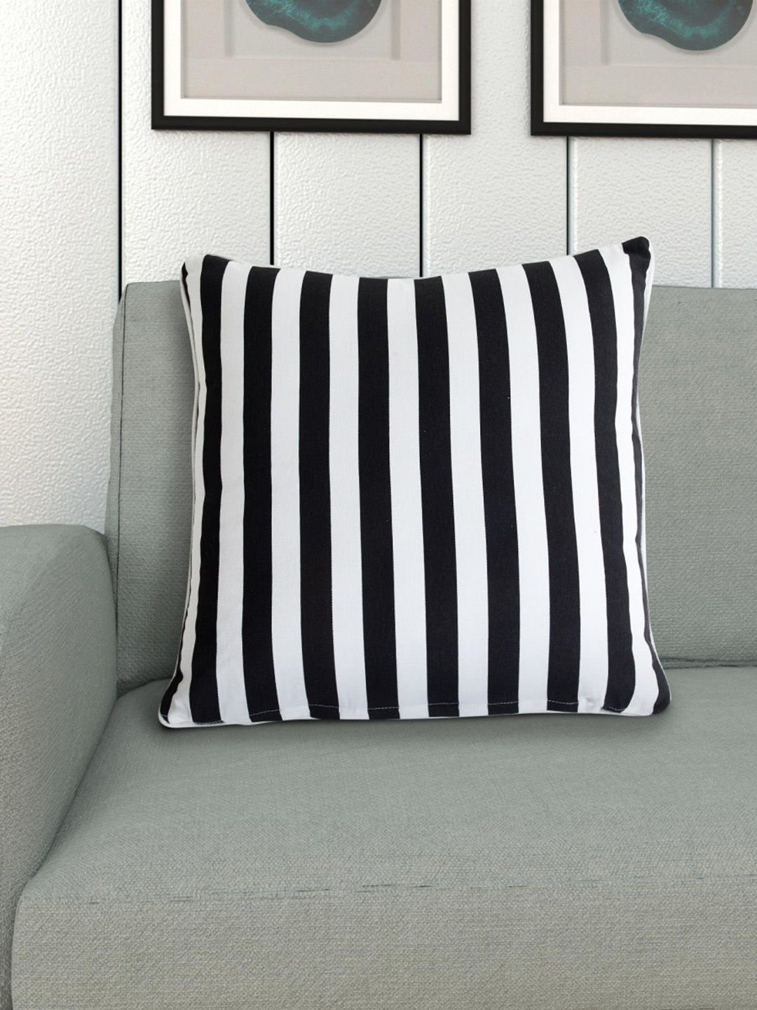 

Home Centre Black & White Striped Square Filled Cushion